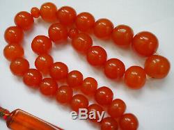 Antique Natural Butterscotch Yolk Baltic Amber Bead Rosary 1930 Large 107 gr WOW