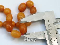 Antique Natural Butterscotch Yolk Baltic Amber Beads Necklace 19th Century 20 gr