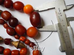 Antique Natural Butterscotch Yolk Baltic Amber Beads Necklace 19th Century 83 gr