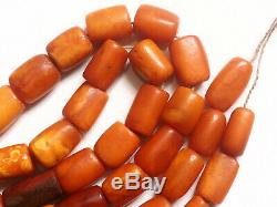 Antique Natural Butterscotch Yolk Baltic Amber Beads Rosary 1800 Tibetan 34 gr