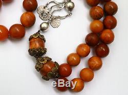 Antique Natural Butterscotch Yolk Baltic Amber Beads Rosary 1850 Tatars 104 gr