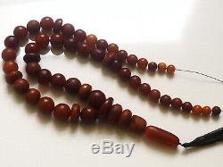 Antique Natural Butterscotch Yolk Baltic Amber Beads Rosary 1850 Very Old 70 gr