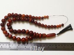Antique Natural Butterscotch Yolk Baltic Amber Beads Rosary 1850 Very Old 70 gr