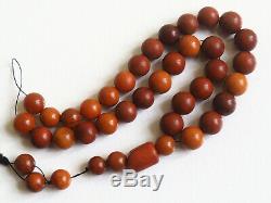 Antique Natural Butterscotch Yolk Baltic Amber Beads Rosary 1850 Very Old 71 gr