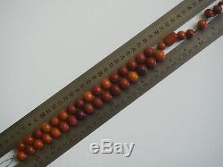 Antique Natural Butterscotch Yolk Baltic Amber Beads Rosary 1850 Very Old 71 gr