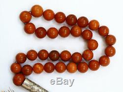 Antique Natural Butterscotch Yolk Baltic Amber Beads Rosary 1880 Very Old 54 gr