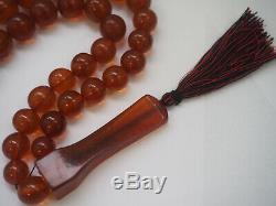 Antique Natural Butterscotch Yolk Baltic Amber Beads Rosary 1950 Vintage 71.8 gr