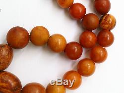 Antique Natural Butterscotch Yolk Baltic Amber Beads Rosary 19th 36 gr Tatars