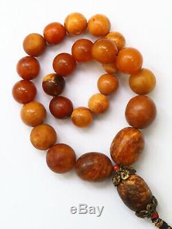 Antique Natural Butterscotch Yolk Baltic Amber Beads Rosary 19th 36 gr Tatars
