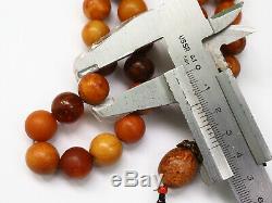 Antique Natural Butterscotch Yolk Baltic Amber Beads Rosary 19th 57 gr Tatars