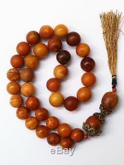 Antique Natural Butterscotch Yolk Baltic Amber Beads Rosary 19th 57 gr Tatars