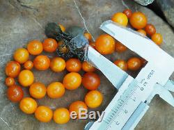 Antique Natural Butterscotch Yolk Baltic Amber Beads Rosary Old 31.8 gr Ottoman