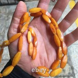 Antique Natural Egg Yolk Amber Baltic Amber Beads Bead 32g Long Necklace