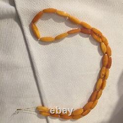 Antique Natural Egg Yolk Amber Baltic Amber Beads Bead 32g Long Necklace