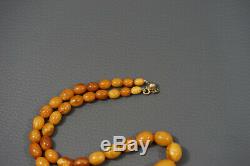 Antique Natural Egg Yolk Butterscotch Baltic Amber Beads Necklace Art Deco 20gr
