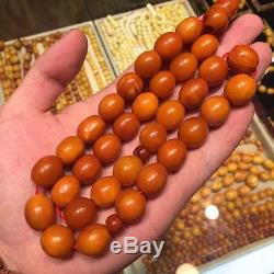 Antique Natural Egg Yolk Butterscotch Baltic Amber beads Necklace 43.70 Grams