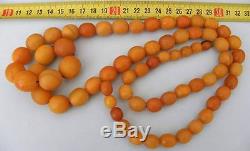 Antique Natural Egg Yolk Butterscotch Baltic Amber beads Necklace 84 grams