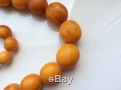 Antique Natural Genuine Baltic Amber Bead Necklace Butterscotch Egg Yolk 42.5gr
