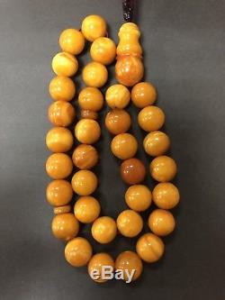 Antique Natural German butter scotch baltic amber islamic prayer beads 58 g R24