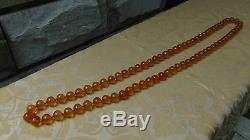 Antique Natural Honey Cocnac Amber Beads Necklase, Prayer Beads 153 Gr, 77beads