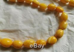 Antique Natural White, Butterscotch Egg Yolk Baltic Amber Beads Necklace
