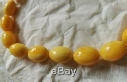 Antique Natural White, Butterscotch Egg Yolk Baltic Amber Beads Necklace