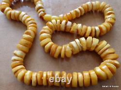 Antique Natural butterscotch egg yolk Baltic Amber Beads Necklace #67