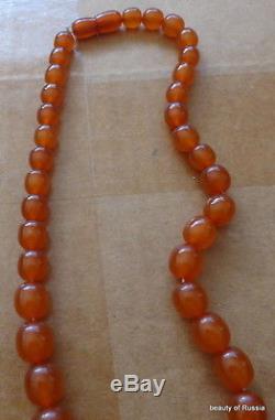 Antique Natural butterscotch egg yolk Baltic Amber Round Beads Necklace 41gr
