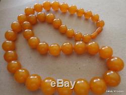 Antique Natural butterscotch egg yolk Baltic Amber Round Beads Necklace 71gr