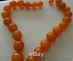 Antique Natural butterscotch egg yolk Baltic Amber Round Beads Necklace 90gr