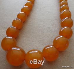 Antique Natural butterscotch egg yolk Baltic Amber Round Beads Necklace 95gr