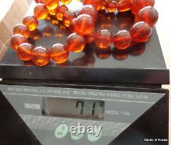 Antique Natural cognac Baltic Amber Round Beads Necklace 71 grams #55cog