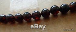 Antique Natural dark round cherry Baltic Amber Beads Necklace 49 grams
