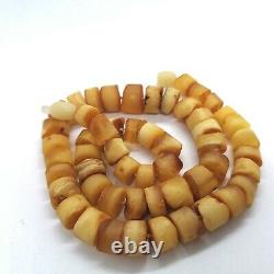 Antique Old Amber Beads Necklace Butterscotch Egg yolk Natural Baltic Stones 30g