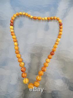 Antique Old Egg Yolk Butterscotch Natural Baltic Amber Necklace 33 Grams