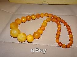 Antique Old Egg Yolk Butterscotch Natural Baltic Amber Necklace 38 Grams