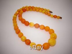 Antique Old Egg Yolk Butterscotch Natural Baltic Amber Necklace Rare