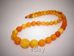 Antique Old Egg Yolk Butterscotch Natural Baltic Amber Necklace Rare