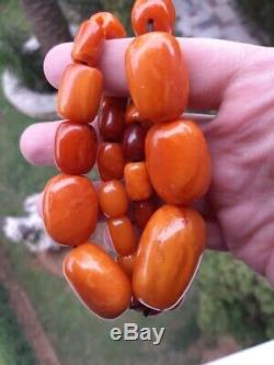 Antique Old Natural Baltic Amber 29 Beads Necklace 75.1 Grams