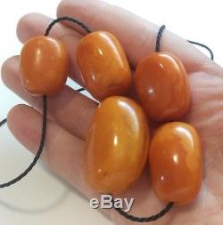 Antique Old Natural Baltic Amber 5 Large Beads Necklace 43 Grams