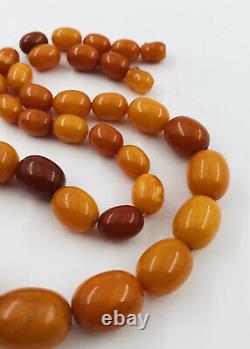 Antique Old Natural Baltic Butterscotch Egg Yolk Amber Swirl Bead Necklace 41g