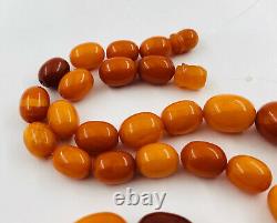 Antique Old Natural Baltic Butterscotch Egg Yolk Amber Swirl Bead Necklace 41g