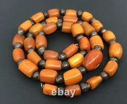 Antique Old Natural Baltic Butterscotch Egg Yolk Amber Swirl Bead Necklace 78.3g