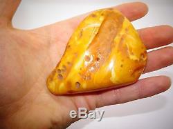 Antique Old Natural Baltic Egg Yolk Butterscotch Amber 73.5 Grams