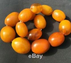 Antique Old Vintage Natural Baltic Amber Beads Neklace Toffee Butterscotch 57gr