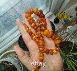 Antique Old Vintage Natural Baltic Royal Butterscotch Amber Necklace Beads 72 g