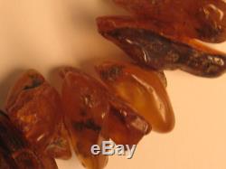 Antique Raw Unpolished Natural Genuine Baltic Amber Bead Necklace 220GR