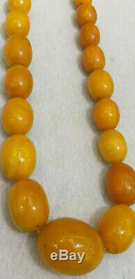 Antique Tibetan Butterscotch egg yolk Amber Baltic Beaded Necklace 46 Grams