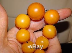 Antique Very Old Egg Yolk Butterscotch Natural Baltic Amber Necklace 63 Gr