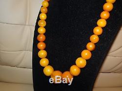 Antique Very Old Egg Yolk Butterscotch Natural Baltic Amber Necklace 63 Gr